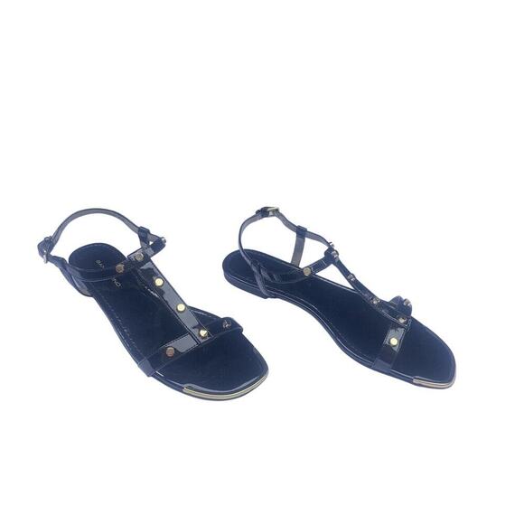 New Bandolino 8.5 Black Gold Accent Trim Sandals BDTAOS Taos 1541 Women’s size - Picture 12 of 12